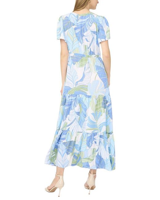 Vince Camuto Blue Cap Sleeve Tiered Maxi Dress