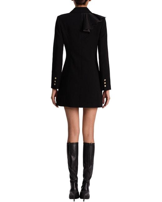 Alice + Olivia Black Latoya Ruffle Detail Blazer Mini Dress