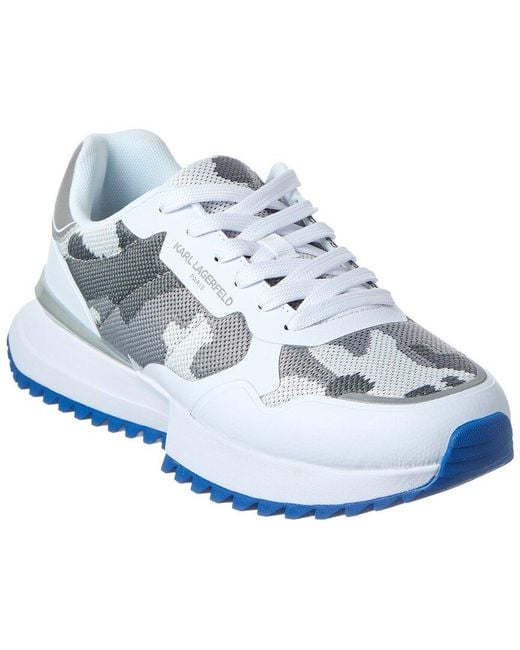Karl Lagerfeld Blue Calixte Leather & Canvas Sneaker for men
