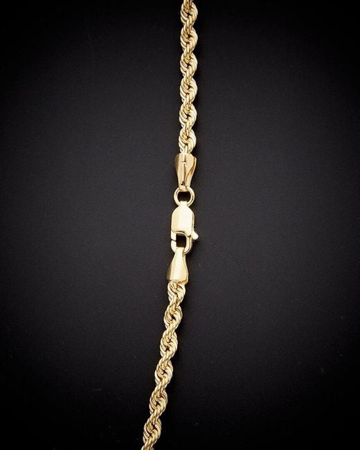 Italian Gold Black 14k Hollow Rope Chain Necklace