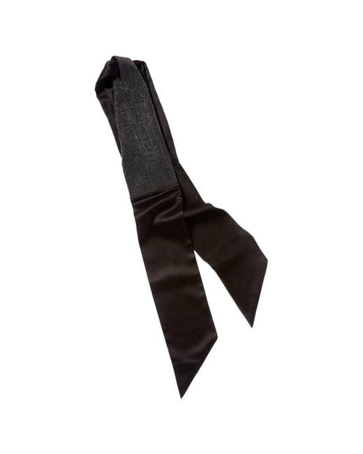 Brunello Cucinelli Black Monili Bead Silk Head Scarf