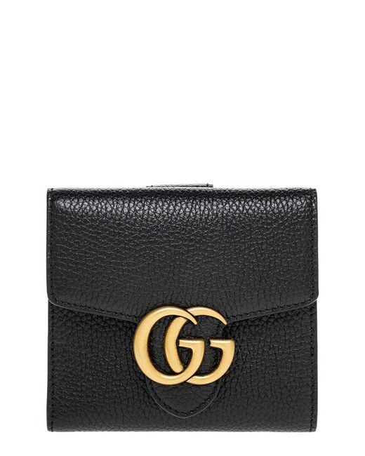 Gucci Black GG Marmont Leather Bifold Wallet