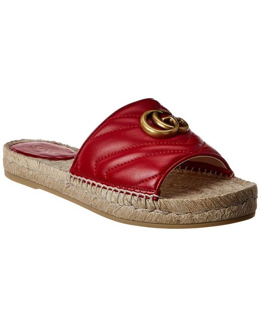 Gucci GG Leather Espadrille Sandal in Red Lyst