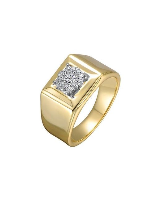 Genevive Jewelry Metallic Rachel Glauber 14K Plated Cz Statement Ring for men