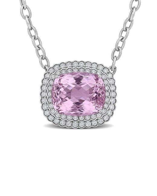 Diamond Select Cuts Pink 14K 41.98 Ct. Tw. Diamond & Kunzite Pendant