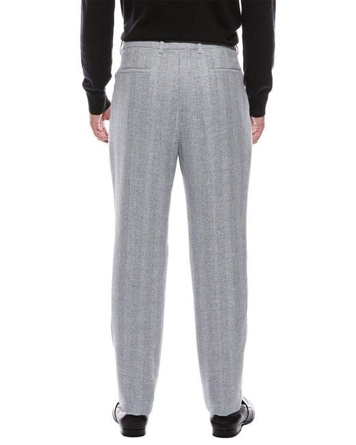 Brunello Cucinelli Gray Linen, Wool, & Silk-Blend Trouser for men
