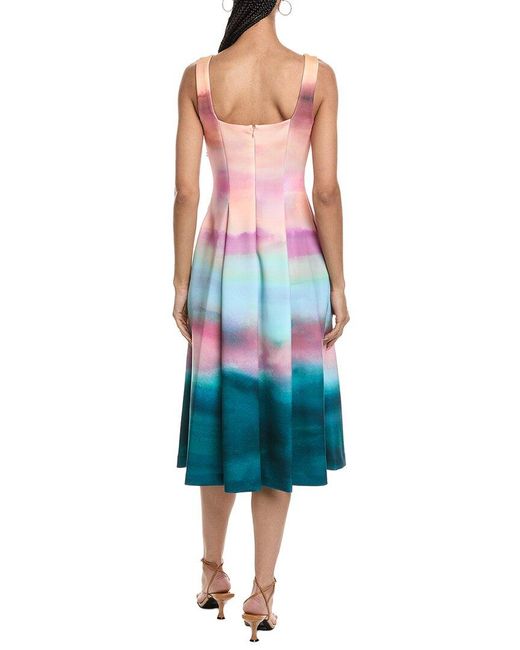 Vince Camuto Blue Sleeveless Printed Midi Dress