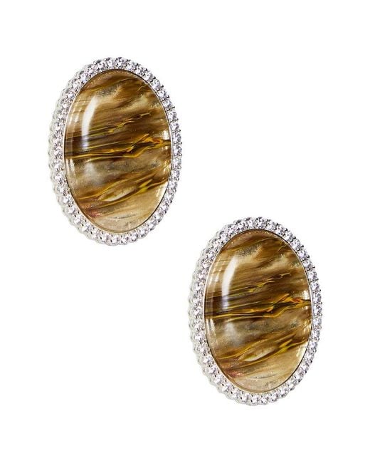 retroféte Metallic Stone Stud Earrings