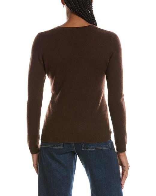 Forte Brown Basic V-Neck 100% Cashmere Pullover