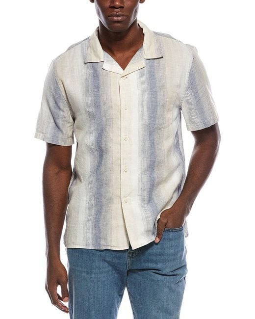 Vince Gray Linen-Blend Cabana Shirt for men