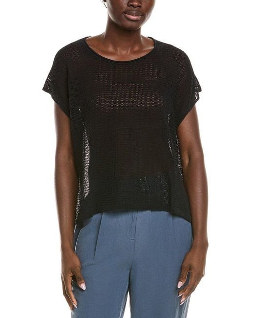 Eileen Fisher Black Jewel Neck Sweater
