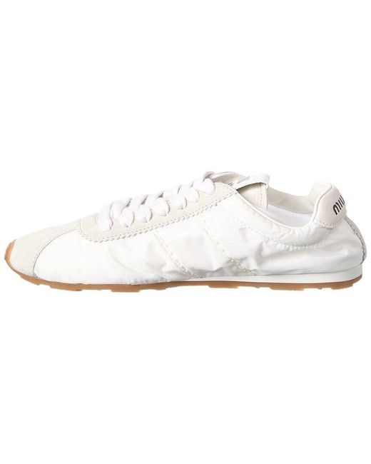 Miu Miu White Suede-Trim Sneaker