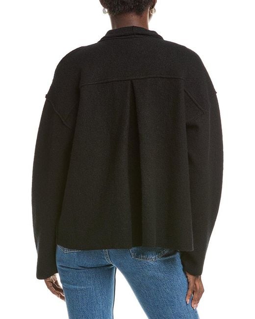 Eileen Fisher Black High Collar Wool Jacket