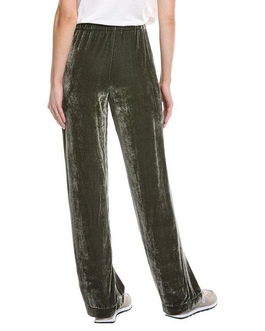 Velvet By Graham & Spencer Green Sorine Velvet Silk-Blend Pant