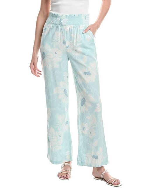 Ellen Tracy Blue Linen-Blend Pant