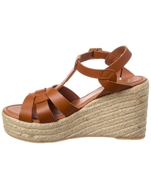 M by Bruno Magli Brown Estra Leather Wedge Sandal