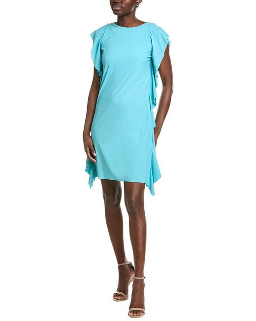 La Petite Robe Di Chiara Boni Blue Jonny Ruffle Mini Dress