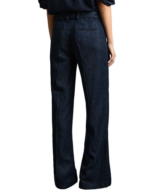 Reiss Blue Reed Denim Look Wide Leg Trouser
