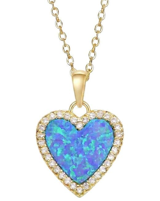 Genevive Jewelry Blue Rachel Glauber 14K Plated Cz Pendant Necklace