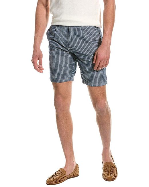 Slate & Stone Blue Pleated Linen-blend Short for men
