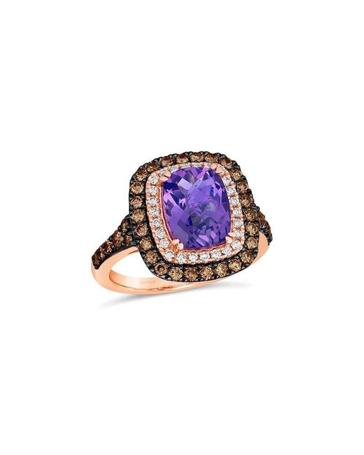Le Vian Blue 14K Rose 3.54 Ct. Tw. Diamond & Amethyst Cocktail Ring