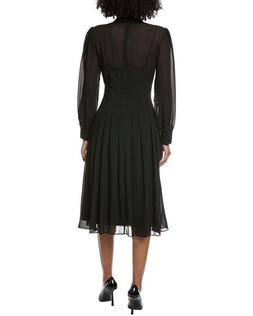 Mikael Aghal Black Solid Midi Dress