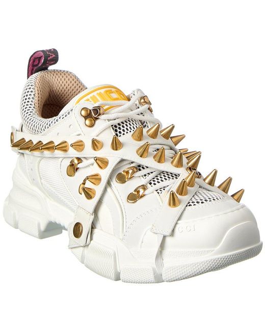 Gucci Flashtrek Leather & Mesh Sneaker in White | Lyst