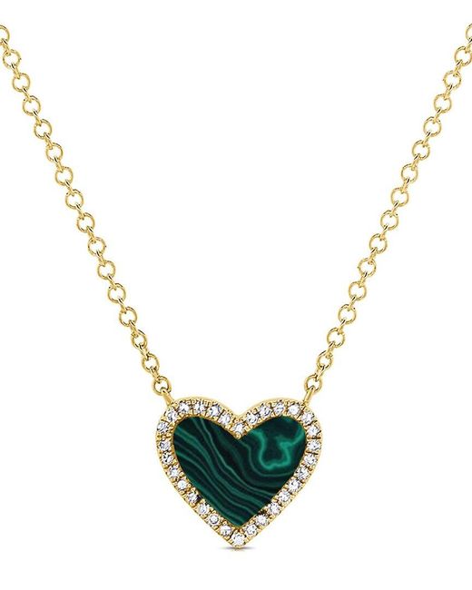 Sabrina Designs Metallic 14k 0.70 Ct. Tw. Diamond & Malachite Heart Necklace