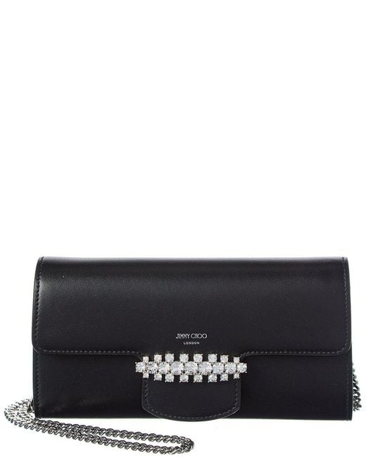 Jimmy Choo Black Bing Leather Wallet On Chain