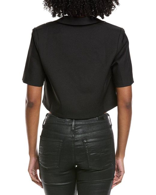 Gracia Black Chain Embellished Short Sleeve Cropped Blouse
