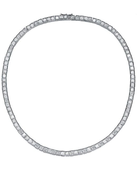 Genevive Jewelry Metallic Silver Cz Tennis Necklace