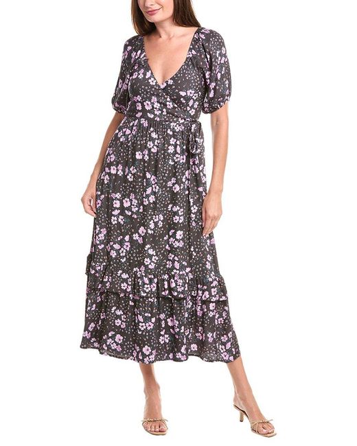 Saltwater Luxe White Puff Sleeve Wrap Midi Dress