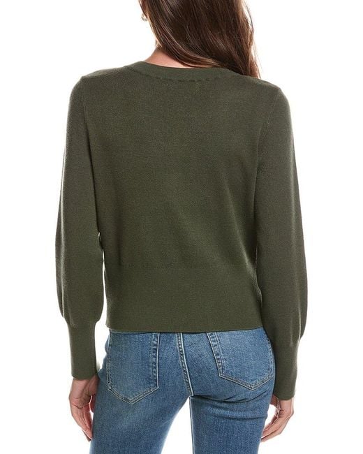 Laundry by Shelli Segal Green Crewneck Ribbed Hem Cardigan