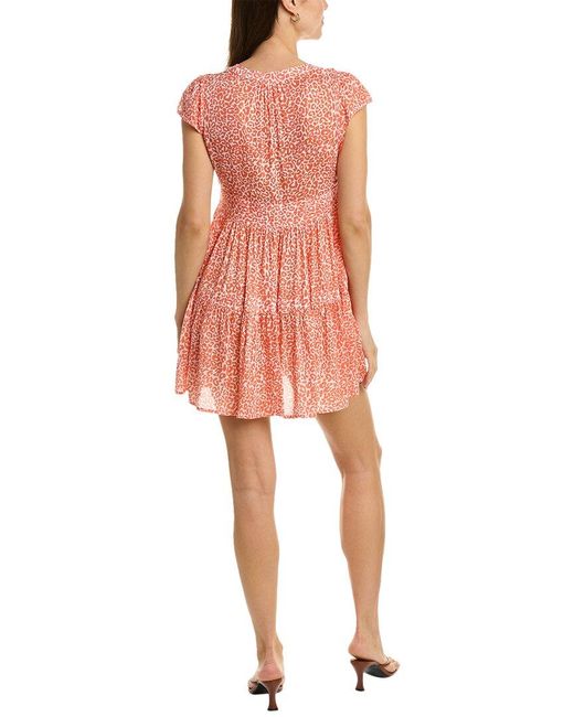 Lemlem Orange Halima Flutter Sleeve Mini Dress