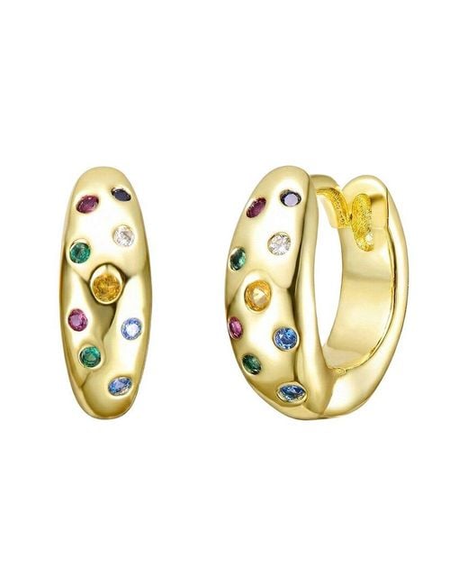 Genevive Jewelry Metallic Rachel Glauber 14K Plated Cz Hoop Earrings