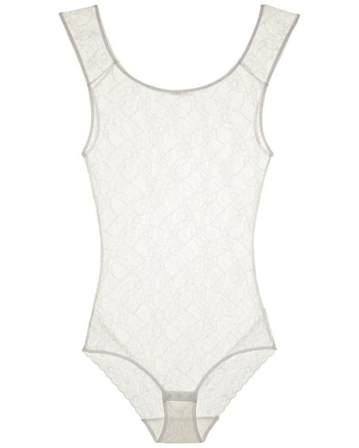 Natori White Bliss Allure Lace Bodysuit