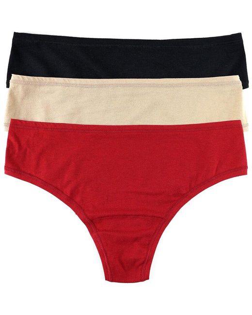 Hanky Panky Red Playstretch Natural Thong 3 Pack