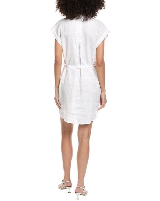 Bella Dahl White Belted Tunic Linen Shirtdress