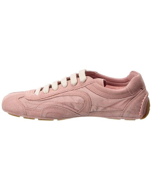 Prada Pink Logo Leather Sneaker