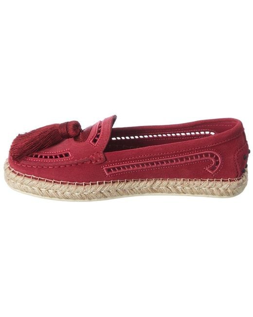 Tod's Red Tassel Suede Loafer
