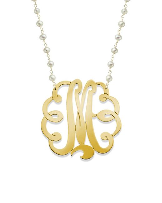 Jane Basch Metallic 22K Over 3.5-4Mm Pearl Initial Pendant -Z)