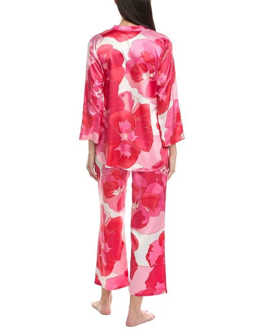Natori Red 2Pc Floria Mandarin Pajama Set
