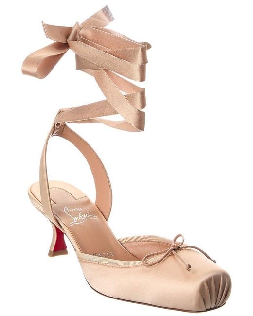 Christian Louboutin Pink Cassia Lace-Up 55 Satin Slingback Pump