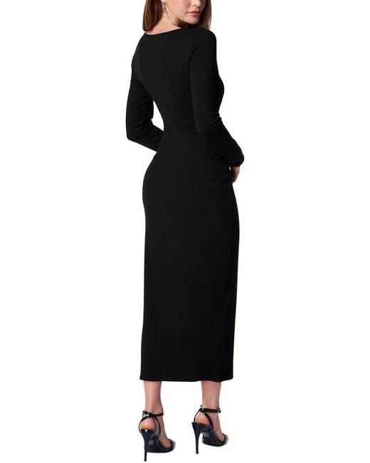 Bebe Black Long Sleeve Square Neck Rib Maxi Dress