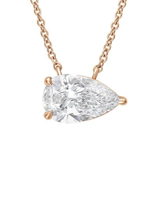 Diana M White Diana M. 14K Rose 12.00 Ct. Tw. Lab-Grown Diamond Solitaire Pendant