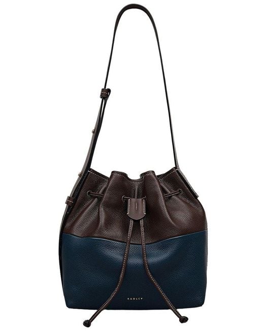 Radley Black York Mews Colourblock Medium Drawstring Leather Shoulder Bag