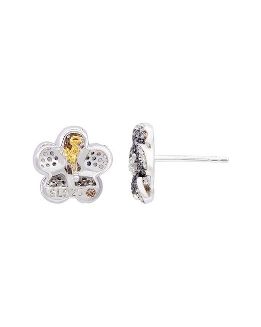Suzy Levian Blue Silver 0.02 Ct. Tw. Diamond & Sapphire Studs