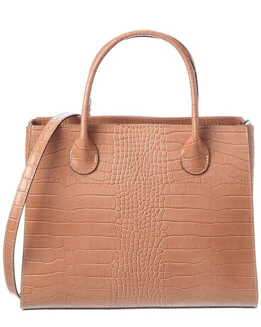 Italian Leather Brown Top Handle Tote