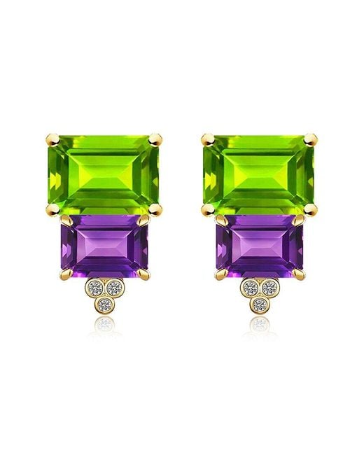 Kai Fine Jewelry Green 14K 6.53 Ct. Tw. Diamond & Gemstone Stud Earrings