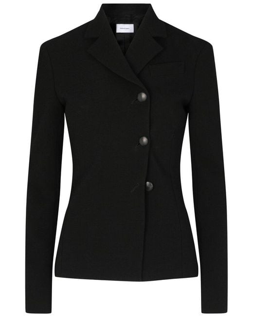 Ferragamo Black Single Breasted Wool-Blend Blazer